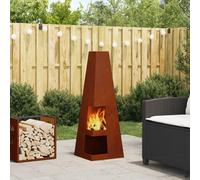 vidaXL Fire Pit Brown 35 x 35 x 100 cm Weather Steel