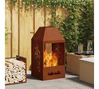 vidaXL Fire Pit Brown 50 x 50 x 100 cm Weather Steel