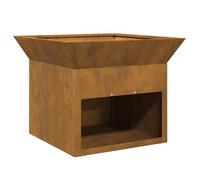 vidaXL Fire Pit Rusty 50 x 50 x 40 cm Weathering steel, Cubic Fire Pit, Outdoor Fireplace, Portable Heating Solution, Industrial Style, Evening Gathering Essential