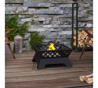 vidaXL Fire Pit Fire Bowl Outdoor Fireplace Patio Heater with Poker XXL Steel