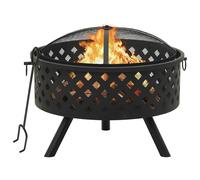 vidaXL Fire Pit with Poker Fire Bowl Patio Heater Fireplace Home Outdoor Garden