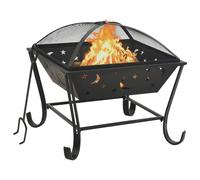 vidaXL Fire Pit with Poker Fire Bowl Patio Heater Fireplace Home Outdoor Garden