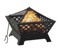 vidaXL Fire Pit with Poker Fire Bowl Patio Heater Fireplace Home Outdoor Garden