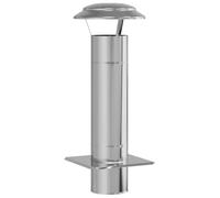 vidaXL Fireplace Extension in Polished Stainless Steel Diameter 13 cm x 25 65 cm, Light and Heat Resistant Accessory, Modern Cylindrical Design, Ideal for Terrace or Garden, Additional Part