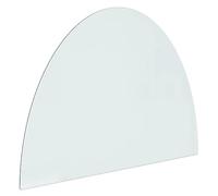 vidaXL Fireplace Glass Plate Half Round 800x600 mm - Transparent Tempered Glass Panel with Bevel Polish Edge and High Heat Resistance