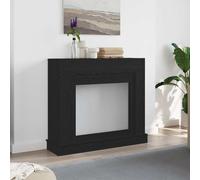 vidaXL Black Oak Fireplace Surround/Engineered Wood Mantel - 100x30x87.5 cm, LED Compatible, Decorative Mantel Shelf for Living Room