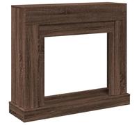 vidaXL Fireplace Surround – Brown Oak Eng. Wood Mantel with Shelf, LED Compatible, 100×30×87.5 cm