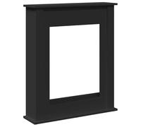 vidaXL Fireplace Surround - Black Engineered Wood/Electric Flames - 75 x 20 x 87.5 cm - Functional Shelf - Easy Maintenance