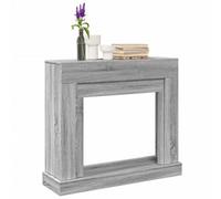 vidaXL Grey Sonoma Engineered Wood Fireplace Surround/Mantel - Compatible with LED Flames, 100 x 30 x 87.5 cm