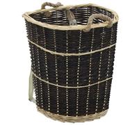 'vidaXL Natural Willow Firewood Backpack with Carrying Belts - Rustic Charm Log Holder/Basket, Versatile Use for Laundry or Vegetable Storage, Brown'