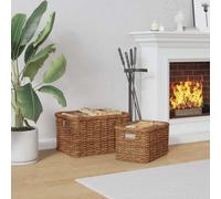 vidaXL Firewood Basket 2 pcs Brown Lacak Rattan