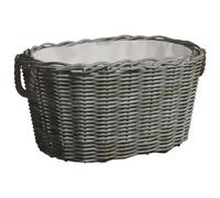 vidaXL Firewood Basket with Carrying Handles - Grey Willow, Heavy-Duty, Versatile Use, Rustic Charm, 60x40x28 cm