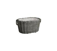 vidaXL Firewood Basket with Carrying Handles Log Storage Basket Wood Burner Holder Log Carrier Woodstove Fireplace 60x40x28cm Grey Willow