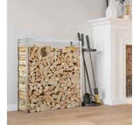 vidaXL Firewood Rack 110x28x116 cm Stainless Steel UK