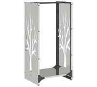 vidaXL Firewood Rack 40x30x80 cm Stainless Steel, fireplace log holder, log holder, log stand, indoor log storage, fire wood rack, log rack