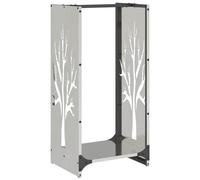 vidaXL Firewood Rack 40x30x80 cm Stainless Steel, fireplace log holder, log holder, log stand, indoor log storage, fire wood rack, log rack