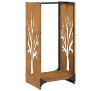 vidaXL Firewood Rack 40x30x80 cm Weathering Steel fireplace log holder