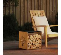 vidaXL Firewood Rack 40x40x40 cm Weathering Steel fireplace log holder