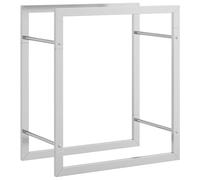 vidaXL Firewood Rack, Firewood Log Rack for Fireplace, Metal Log Store Holder for Outdoor or Indoor, Fireplace Log Holder, Stainless Steel