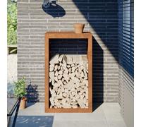 vidaXL Firewood Rack – Fireplace Log Store Holder Corten Steel 60x40x100 cm Weather Resistant