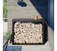 vidaXL Firewood Rack - Black Steel Log Holder Store with Ample Storage, Weather Resistant, 100x40x80cm, Essential for Fireplace/Log Burner