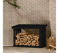 vidaXL Firewood Rack Black 108x64.5x77 cm Solid Wood Pine UK HOT
