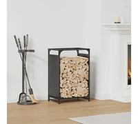 Firewood Rack Black Cold-rolled Steel 44x28x65 cm Indoor Log Storage Large Stand