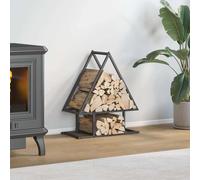 Firewood Rack Black 50x25x60 cm Cold-Rolled Steel Heavy Duty Log Holder Sturdy