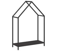 vidaXL firewood rack - black cold-rolled steel fireplace log holder - indoor log storage 60x25x90 cm