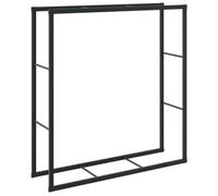 vidaXL firewood rack black steel log holder - 110x30x116 cm wood storage, indoor garage utility