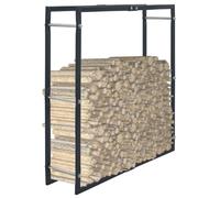 vidaXL Firewood Rack Black Steel Log Holders Stacker Organiser Shelf Unit
