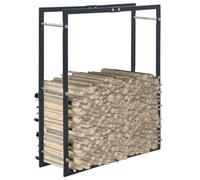 vidaXL Firewood Rack Black Steel Log Holders Stacker Organiser Shelf Unit