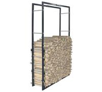 vidaXL Firewood Rack Black Steel Log Holders Stacker Organiser Shelf Unit