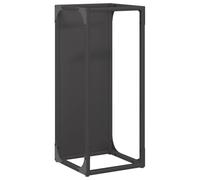 vidaXL Firewood Rack - Cold-Rolled Steel - Black - 25x25x60 cm - Indoor Log Holder with Wooden Top - High-Capacity Log Storage for Efficient Airflow and Elegance