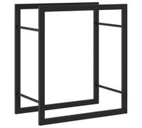 vidaXL Firewood Rack - Matt Black Steel, Sturdy, Ample Storage, Weather-Resistant, Easy Assembly