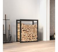 vidaXL Firewood Rack - Matt Black Steel, Sturdy, Ample Storage, Weather-Resistant, Easy Assembly