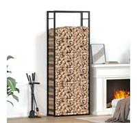 vidaXL Firewood Rack Matt Black 80x28x222 cm Steel