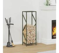 Firewood Rack Olive Green 34x25x100cm Cold-Rolled Steel Heavy Duty Sturdy Frame