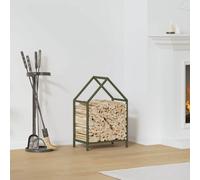 Firewood Rack Olive Green Cold-Rolled Steel 40x25x60 cm Log Holder Sturdy 100kg