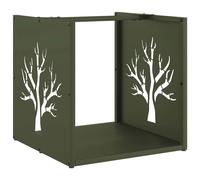 vidaXL Firewood Rack Olive Green 40x40x40 cm Cold-rolled steel