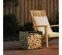 vidaXL Firewood Rack Olive Green 40x40x40 cm Cold-rolled steel