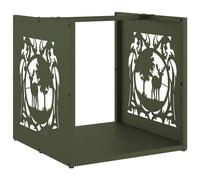 vidaXL Firewood Rack Olive Green 40x40x40 cm Cold-rolled steel