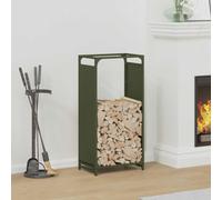 Firewood Rack Olive Green Cold-Rolled Steel 44x28x90 cm Indoor Log Holder Sturdy