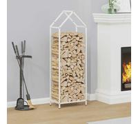 vidaXL Firewood Rack White 40x25x120 cm Cold-rolled steel