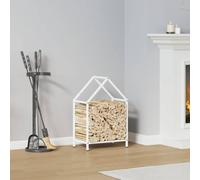 Firewood Rack White Cold-Rolled Steel 40x25x60 cm Indoor Log Holder SturdyDesign