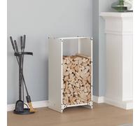 Firewood Rack White Cold-rolled Steel 40x30x80 cm Indoor Outdoor Heavy-Duty 30kg