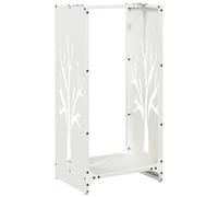 vidaXL Firewood Rack / Log Holder - White Cold-Rolled Steel, 40x30x80 cm, Indoor Use
