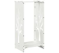 vidaXL Firewood Rack / Log Holder - White Cold-Rolled Steel, 40x30x80 cm, Indoor Use
