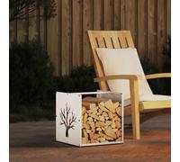 vidaXL Firewood Rack White 40x40x40 cm Cold-rolled steel fireplace log holder