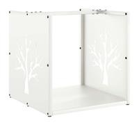 vidaXL Firewood Rack White 40x40x40 cm Cold-rolled steel fireplace log holder